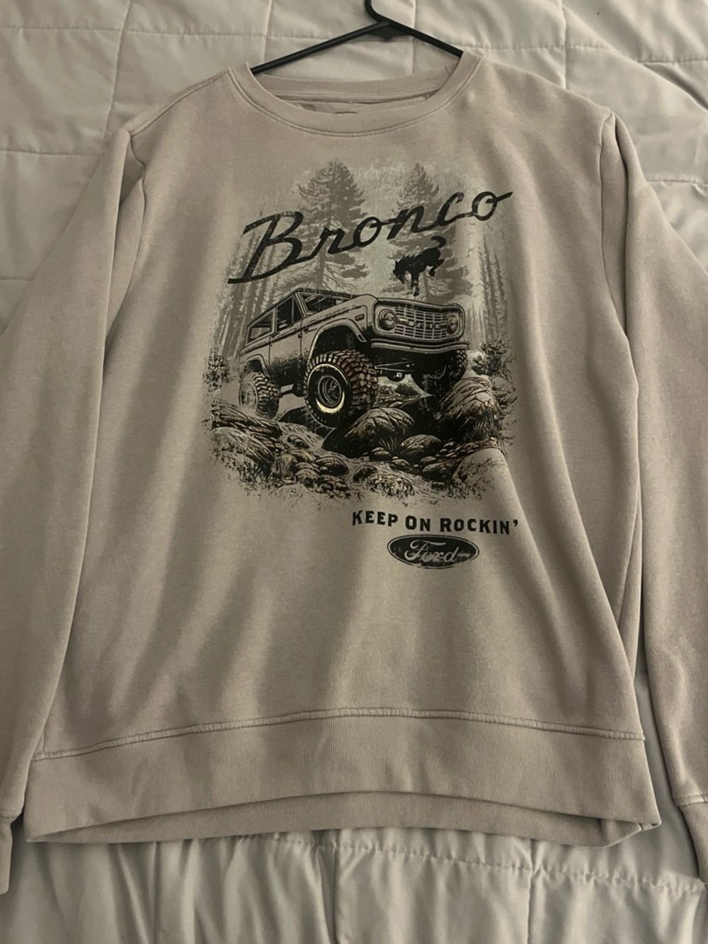 Ford Bronco Graphic Crewneck Sweater in Light Gray